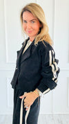 Tracked Threads Cropped Italian Jacket- Black