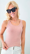 Sparkle & Shine Italian Tank - Blush-100 Sleeveless Tops-Italianissimo-Coastal Bloom Boutique, find the trendiest versions of the popular styles and looks Located in Indialantic, FL