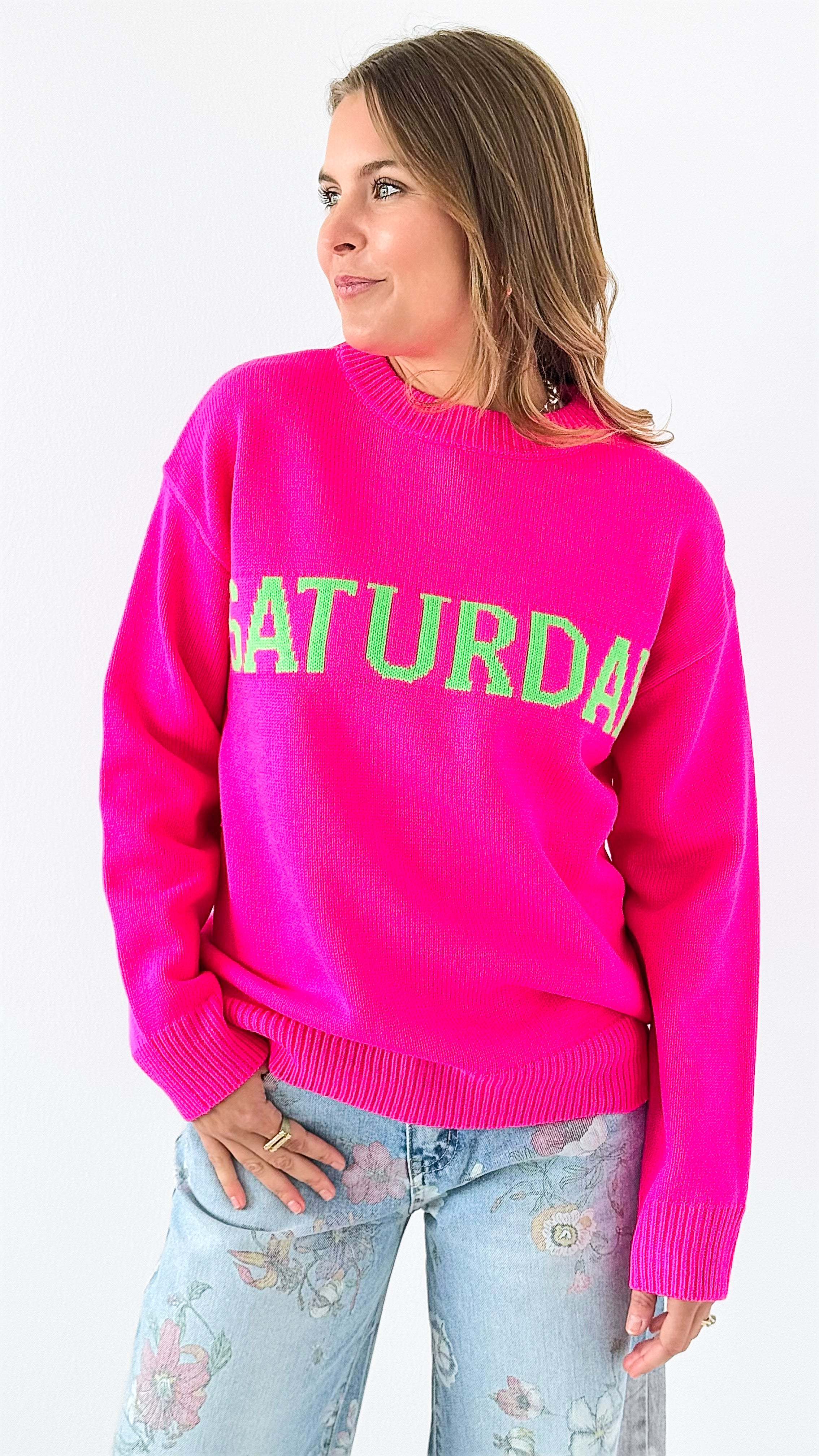 Day Glow Weekend Knit-110 Long Sleeve Tops-English Factory-Coastal Bloom Boutique, find the trendiest versions of the popular styles and looks Located in Indialantic, FL