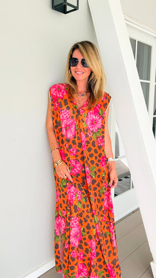 Fierce in Florals Italian Lurex Dress