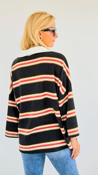 Striped Oversized Sweatshirt Top-130 Long Sleeve Tops-BucketList-Coastal Bloom Boutique, find the trendiest versions of the popular styles and looks Located in Indialantic, FL