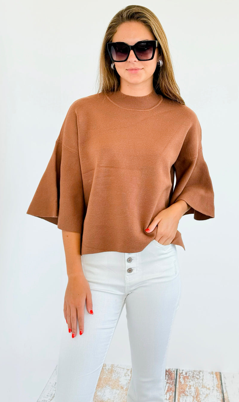Bell Sleeve Sweater - Deep Camel-140 Sweaters-Zenana-Coastal Bloom Boutique, find the trendiest versions of the popular styles and looks Located in Indialantic, FL