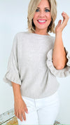 Soft Frills Italian Sweater- Ecru-140 Sweaters-Italianissimo-Coastal Bloom Boutique, find the trendiest versions of the popular styles and looks Located in Indialantic, FL