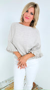 Soft Frills Italian Sweater- Ecru-140 Sweaters-Italianissimo-Coastal Bloom Boutique, find the trendiest versions of the popular styles and looks Located in Indialantic, FL