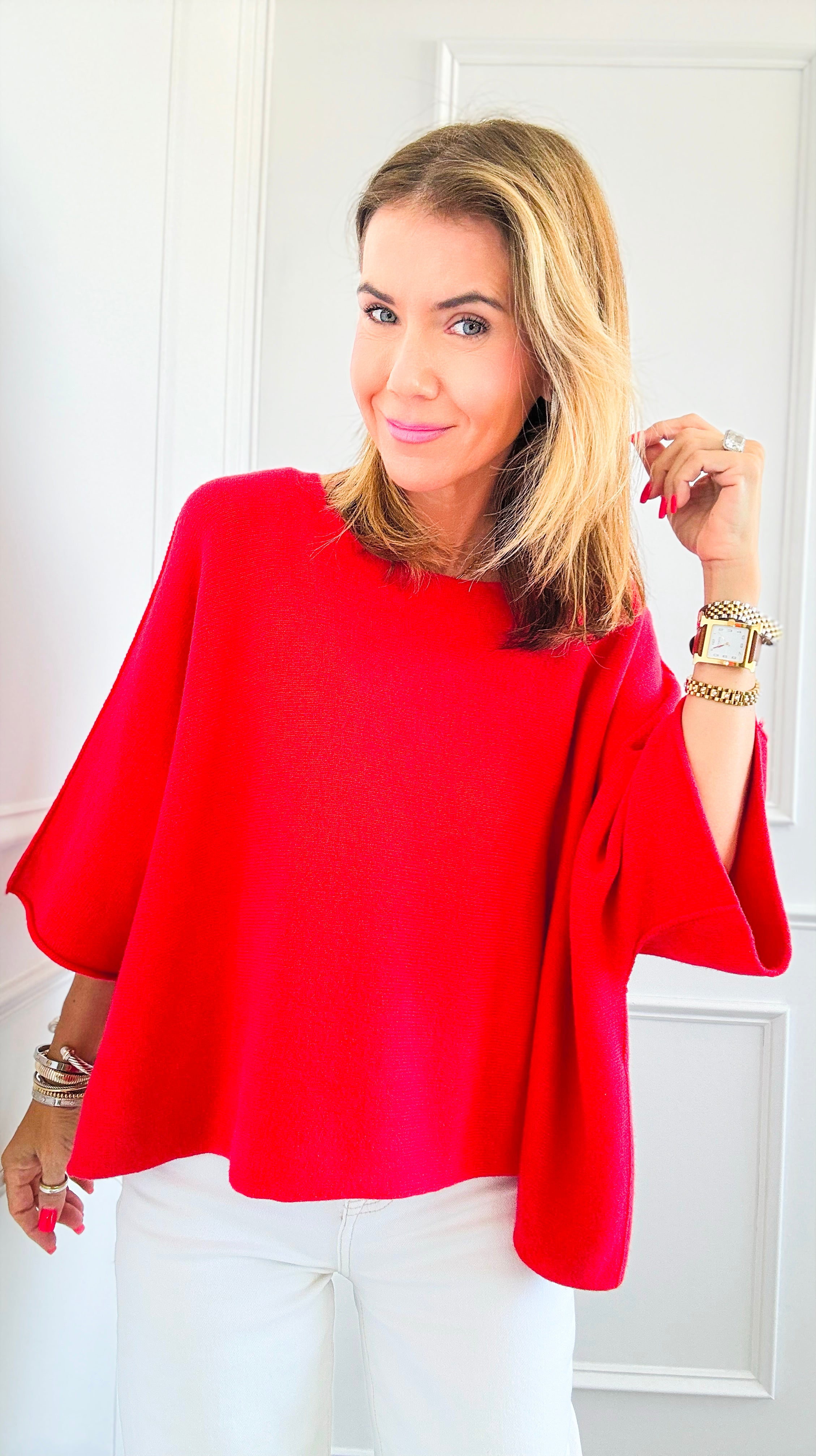 Winter in Amalfi Italian Top - Red-140 Sweaters-Italianissimo-Coastal Bloom Boutique, find the trendiest versions of the popular styles and looks Located in Indialantic, FL