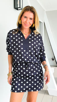 Whimsical Polka Whisper Two-Piece Set - Black