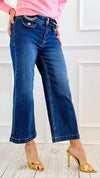 Chain Detail Cropped Jean-190 Denim-RISEN JEANS-Coastal Bloom Boutique, find the trendiest versions of the popular styles and looks Located in Indialantic, FL