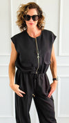 Chic Italian Zip Vest- Black-100 Sleeveless Tops-MAY MODA-Coastal Bloom Boutique, find the trendiest versions of the popular styles and looks Located in Indialantic, FL