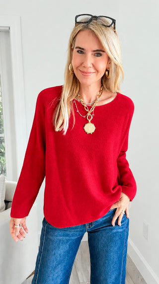 Milano Italian Knit Sweater- Red