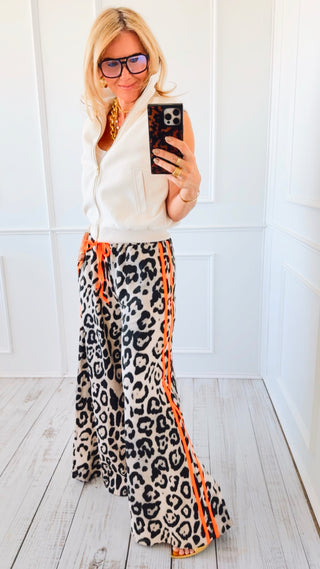On Track Leopard Italian Pant - Neon Orange