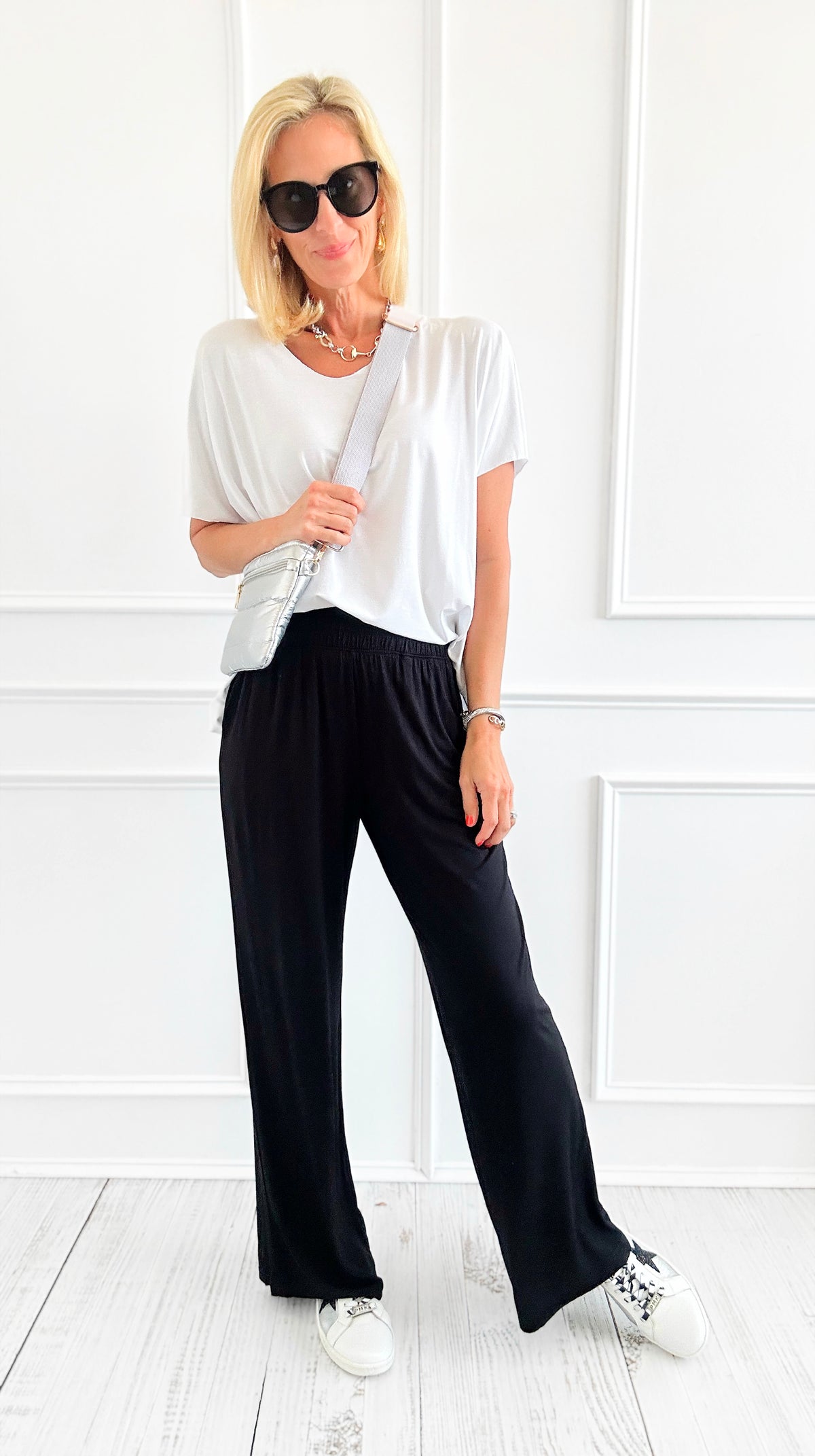 Luxe Modal Wide-Leg Pant - Black-210 Loungewear/Sets-Rae Mode-Coastal Bloom Boutique, find the trendiest versions of the popular styles and looks Located in Indialantic, FL