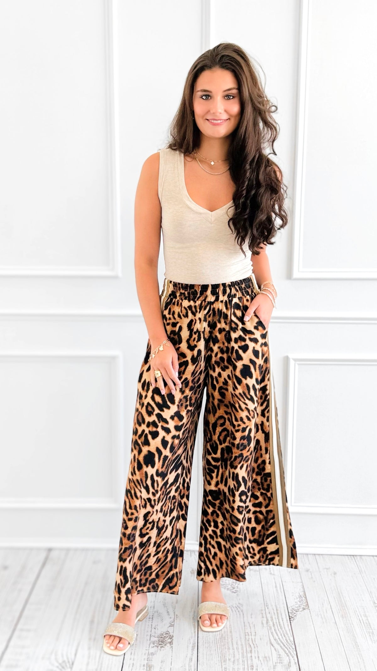 Leopard Wide Pants-170 Bottoms-she+sky-Coastal Bloom Boutique, find the trendiest versions of the popular styles and looks Located in Indialantic, FL