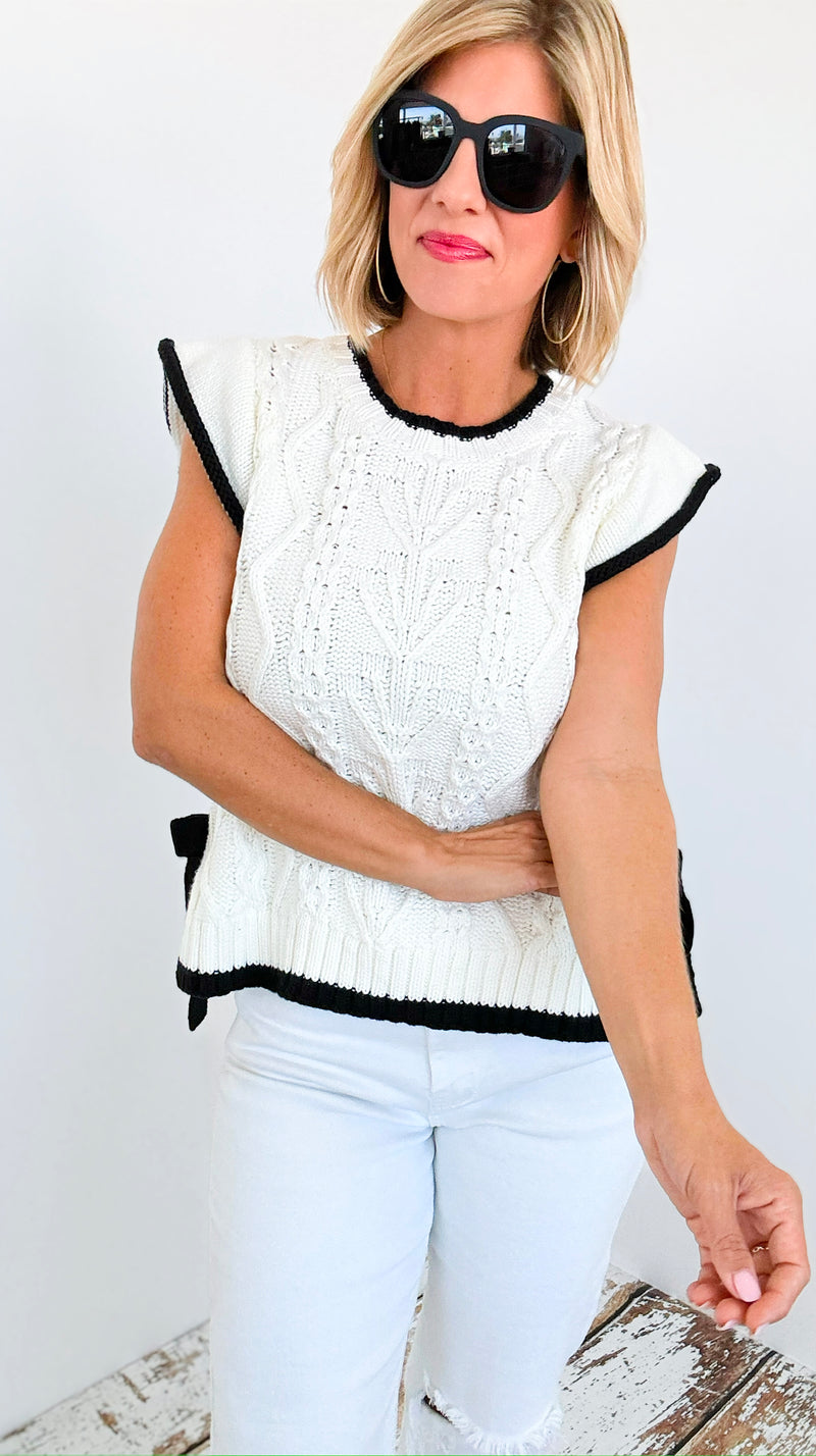 Cable Knit Side Tie Vest-00 Sleevless Tops-Main Strip-Coastal Bloom Boutique, find the trendiest versions of the popular styles and looks Located in Indialantic, FL