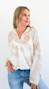 Botanical Breeze Collared Top-130 Long Sleeve Tops-V6-Coastal Bloom Boutique, find the trendiest versions of the popular styles and looks Located in Indialantic, FL