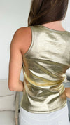 Metallic Tank Top - Gold/ Beige-100 Sleeveless Tops-Galita-Coastal Bloom Boutique, find the trendiest versions of the popular styles and looks Located in Indialantic, FL