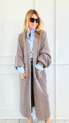 Sugar High Long Italian Cardigan - Mocha-150 Cardigans/Layers-Italianissimo-Coastal Bloom Boutique, find the trendiest versions of the popular styles and looks Located in Indialantic, FL