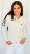 Crimson Gallop Cable Cardigan-Cream-150 Cardigan Layers-Blu Pepper-Coastal Bloom Boutique, find the trendiest versions of the popular styles and looks Located in Indialantic, FL