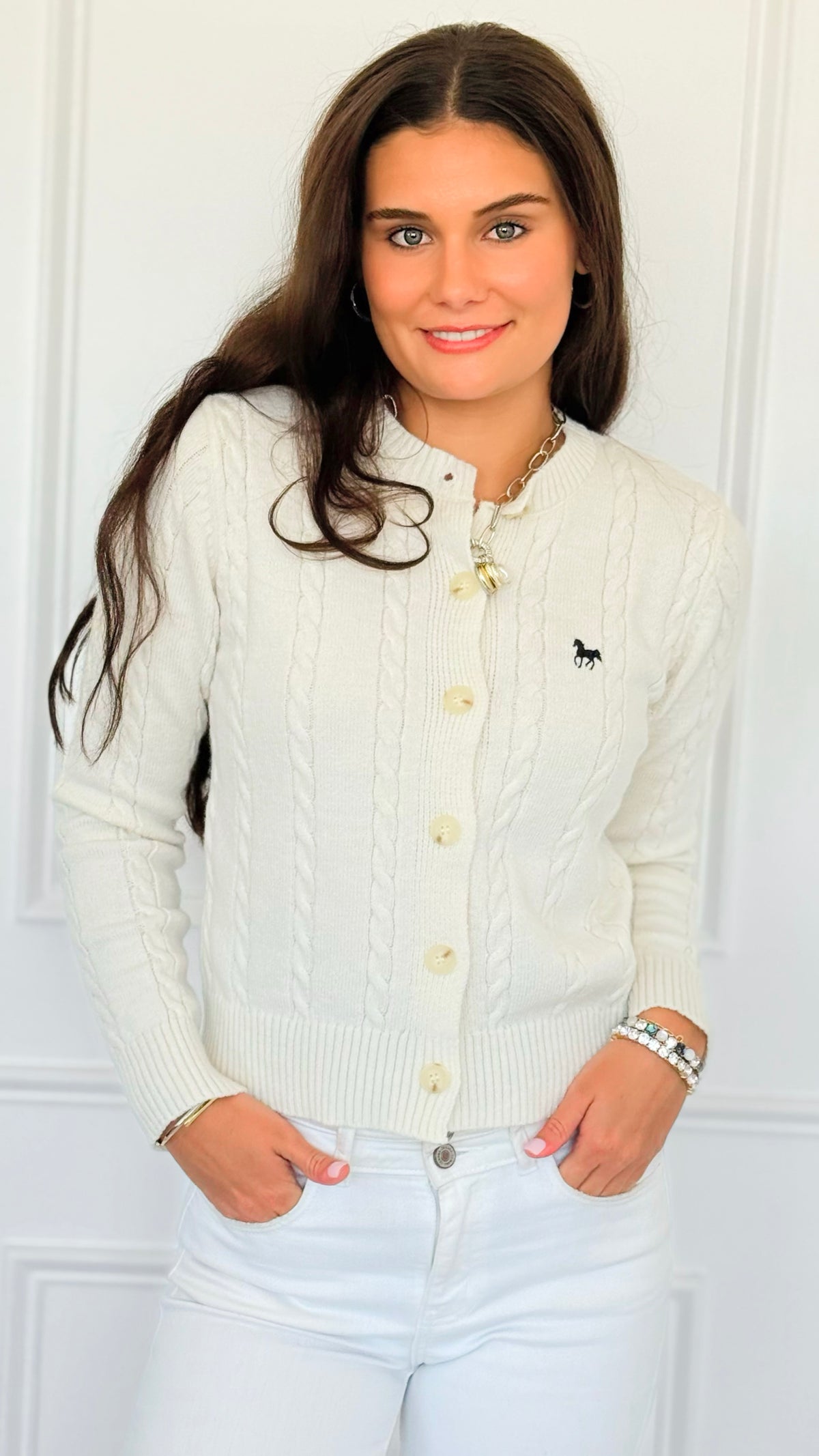Crimson Gallop Cable Cardigan-Cream-150 Cardigan Layers-Blu Pepper-Coastal Bloom Boutique, find the trendiest versions of the popular styles and looks Located in Indialantic, FL