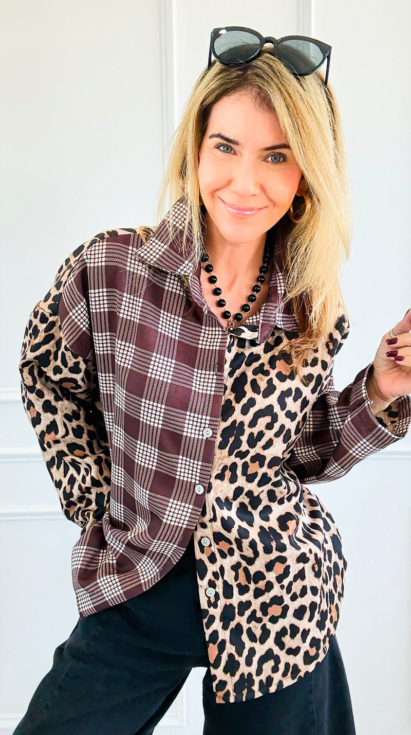 Two Sides Story Italian Button- Down Top-110 Long Sleeve Tops-SEÑORITA C-Coastal Bloom Boutique, find the trendiest versions of the popular styles and looks Located in Indialantic, FL