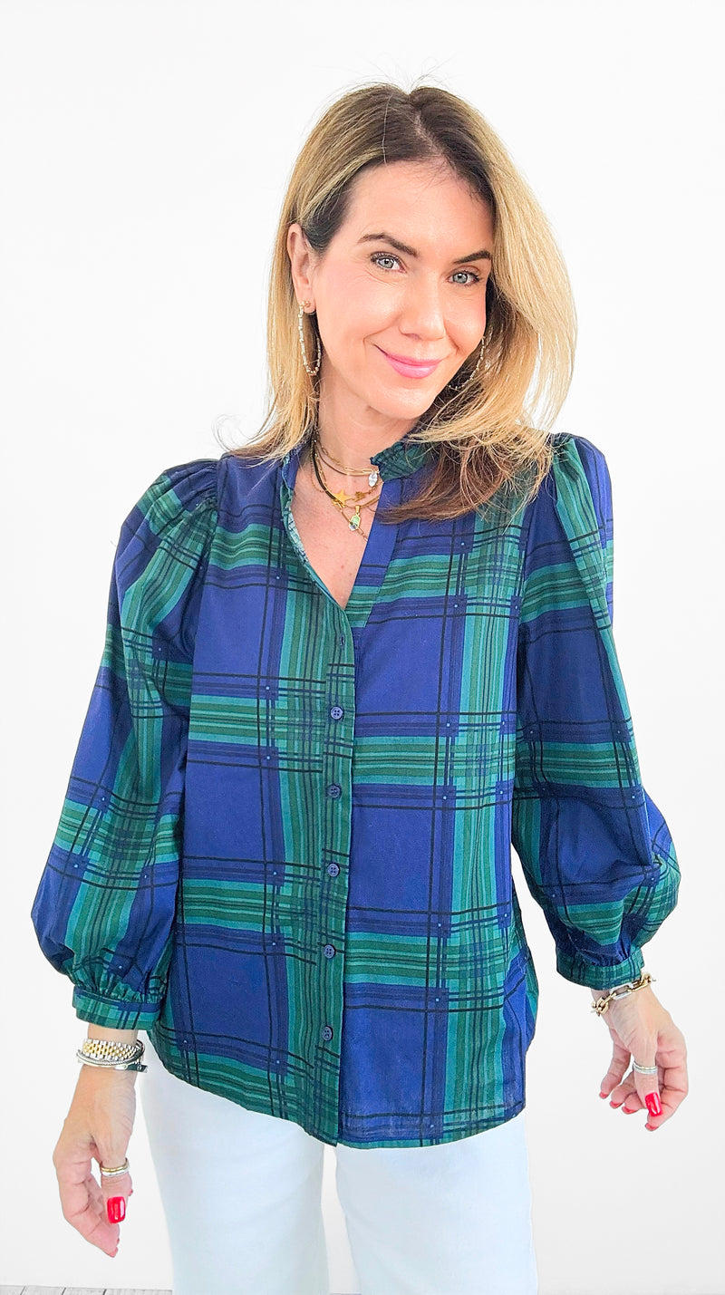 Timeless Plaid Button-Up Top-130 Long Sleeve Tops-SUGARLIPS-Coastal Bloom Boutique, find the trendiest versions of the popular styles and looks Located in Indialantic, FL