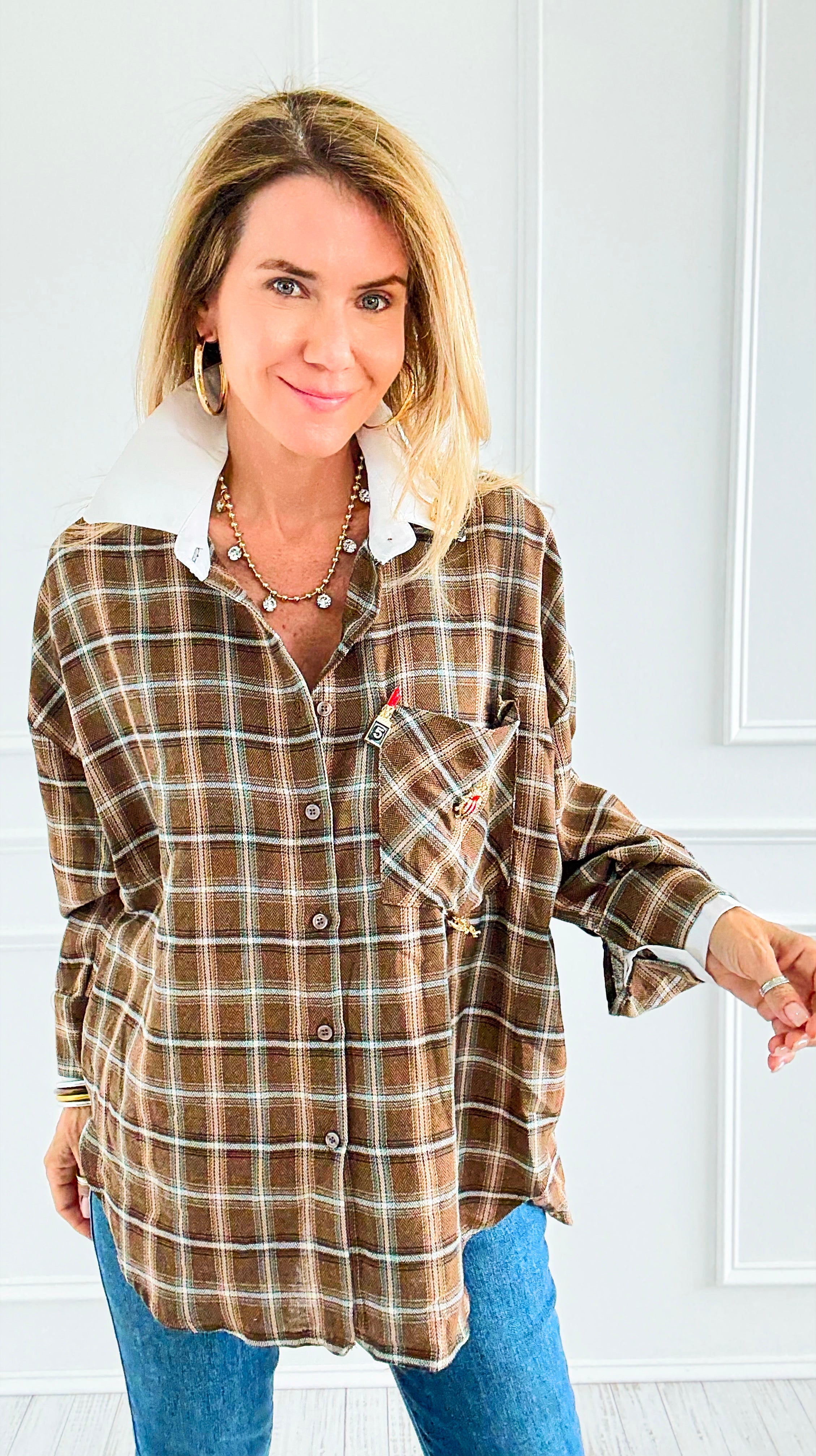 Bee Chic Italian Blouse-110 Long Sleeve Tops-TATTOO Z-Coastal Bloom Boutique, find the trendiest versions of the popular styles and looks Located in Indialantic, FL