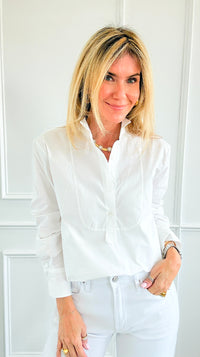 The Classic Tuxedo Italian Blouse- White