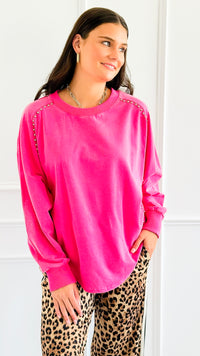 Bubble Pop Relaxed Sweatshirt-130 Long Sleeve Tops-White Birch-Coastal Bloom Boutique, find the trendiest versions of the popular styles and looks Located in Indialantic, FL