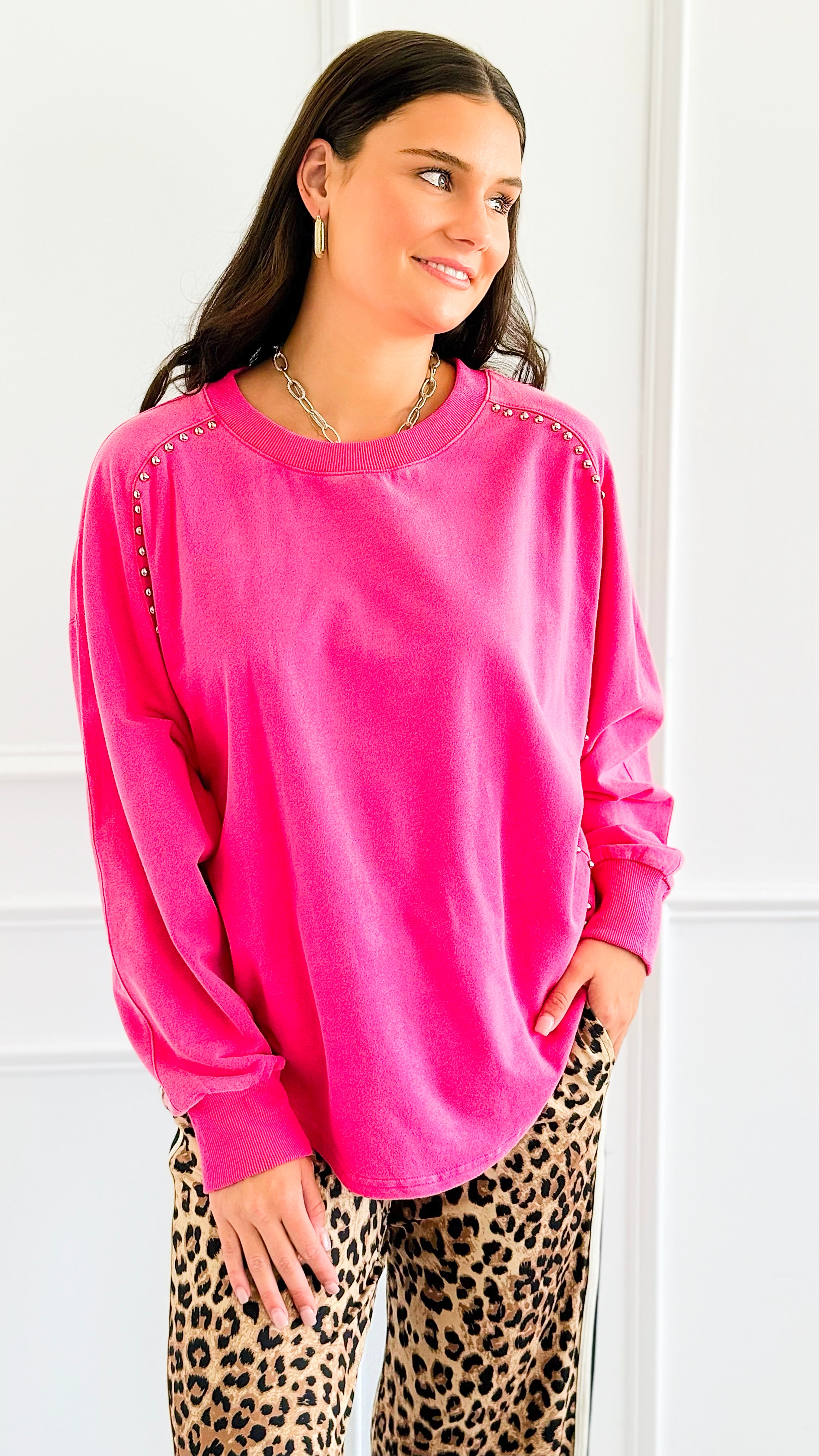 Bubble Pop Relaxed Sweatshirt-130 Long Sleeve Tops-White Birch-Coastal Bloom Boutique, find the trendiest versions of the popular styles and looks Located in Indialantic, FL