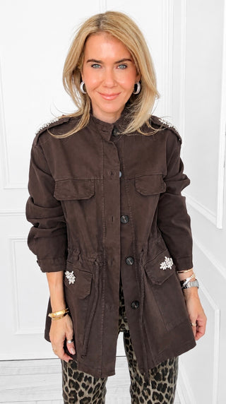 Pocketful of Sparkle Italian Jacket- Brown