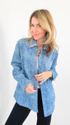 Stardust Denim Blouse-130 Long Sleeve Tops-litaga-Coastal Bloom Boutique, find the trendiest versions of the popular styles and looks Located in Indialantic, FL