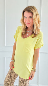 Sunny Days V-Neck Pocket Tee-110 short Sleeve Top-sew in love-Coastal Bloom Boutique, find the trendiest versions of the popular styles and looks Located in Indialantic, FL