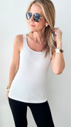 Strappy Tank Top - White w/Silver Metallic Strap-Strap-its-Coastal Bloom Boutique, find the trendiest versions of the popular styles and looks Located in Indialantic, FL