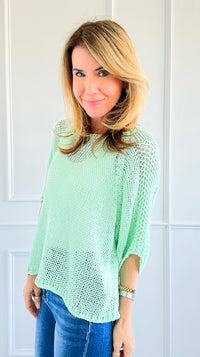 Summer Mesh Italian Knit Top- Mint-140 Sweaters-Italianissimo-Coastal Bloom Boutique, find the trendiest versions of the popular styles and looks Located in Indialantic, FL