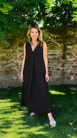 Endless Summer Italian V-Neck Dress - Black