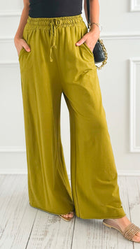 Relaxed Flare-Leg Italian Pant- Pistachio-100 Pants-AZUL MONACO-Coastal Bloom Boutique, find the trendiest versions of the popular styles and looks Located in Indialantic, FL