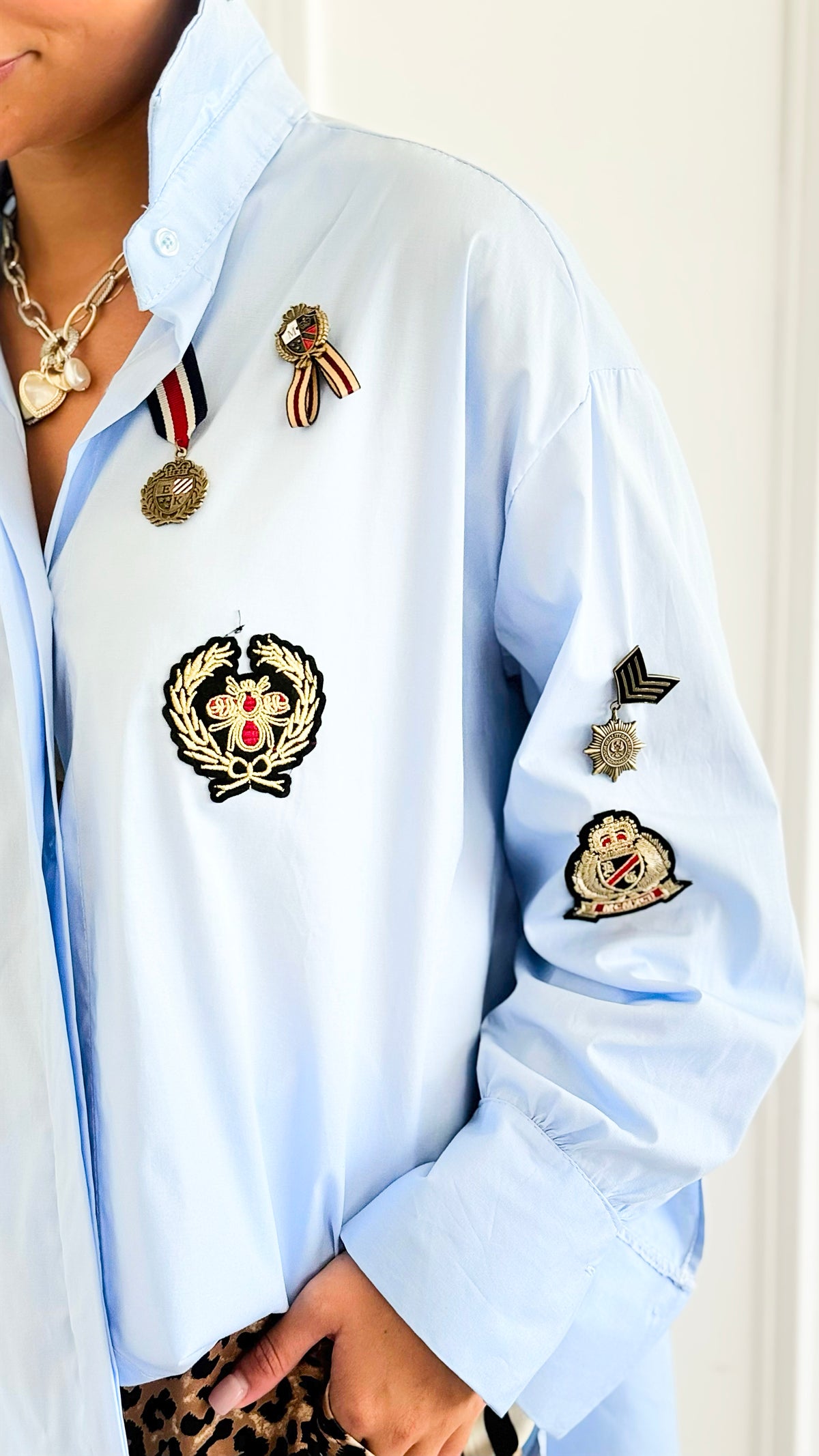 Italian Rank & Buzz Woven Top- Sky Blue-110 Long Sleeve Tops-TATTOO Z-Coastal Bloom Boutique, find the trendiest versions of the popular styles and looks Located in Indialantic, FL