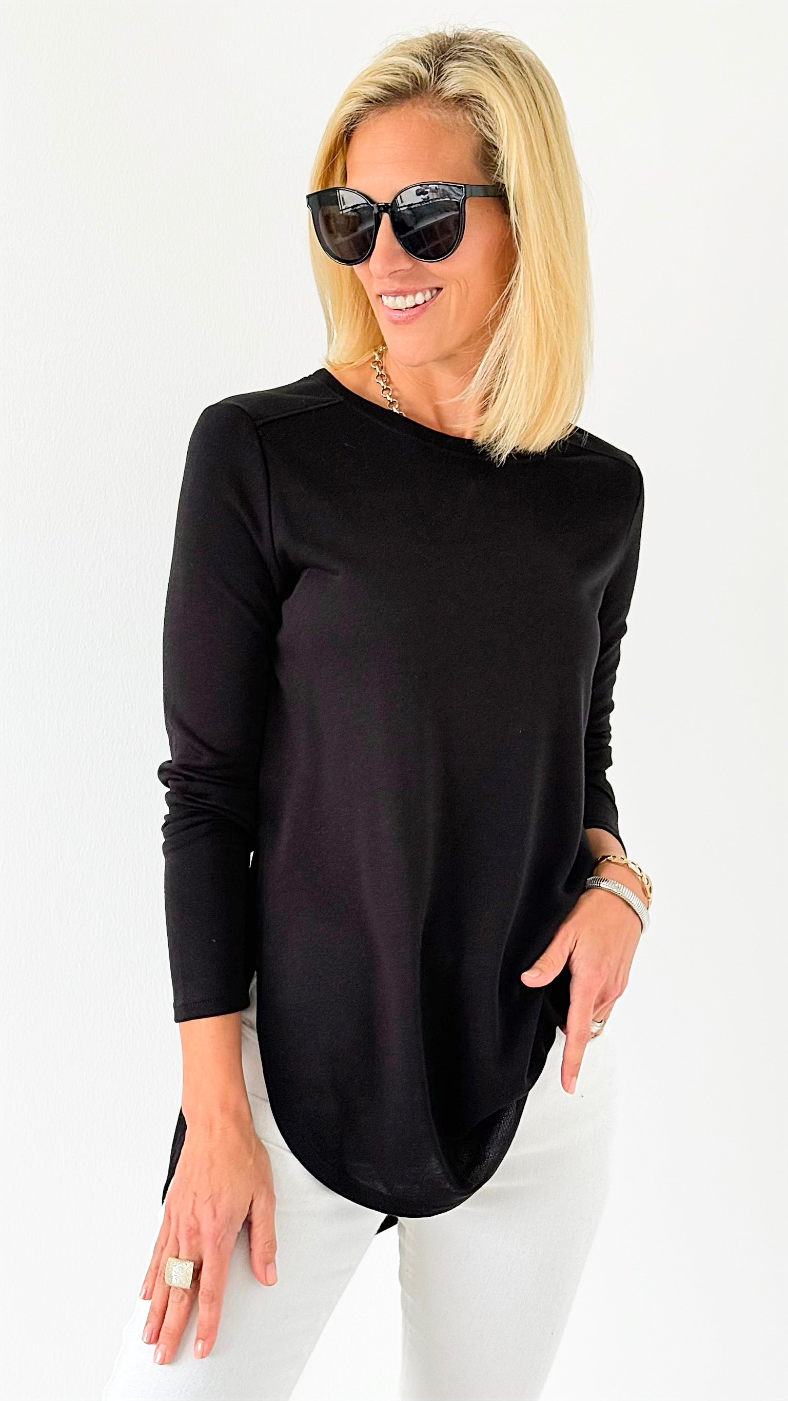 Hung Up Top - Black-130 Long Sleeve Tops-Mono B-Coastal Bloom Boutique, find the trendiest versions of the popular styles and looks Located in Indialantic, FL