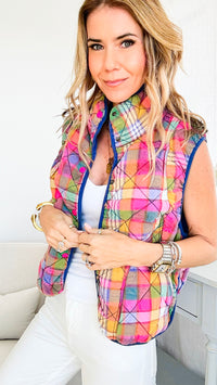 Playful Plaid Vintage Vest-150 Cardigans/Layers-BIBI-Coastal Bloom Boutique, find the trendiest versions of the popular styles and looks Located in Indialantic, FL
