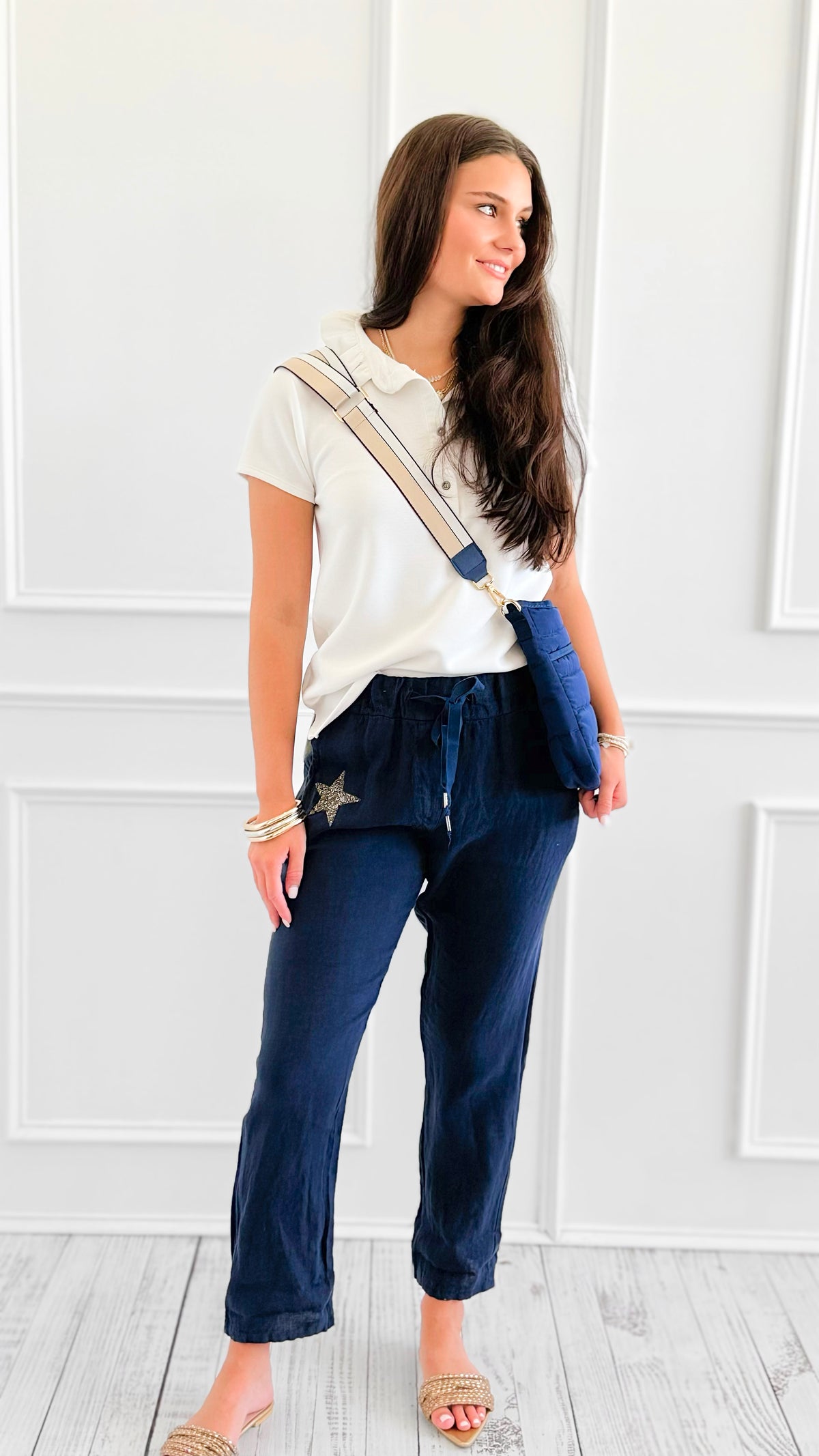 Spark Star Casual Italian Pant- Navy-100 Pants-CLEAR S-Coastal Bloom Boutique, find the trendiest versions of the popular styles and looks Located in Indialantic, FL