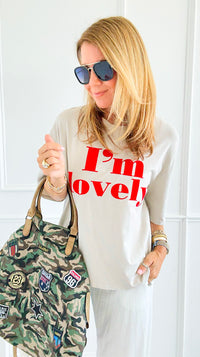 I'm Lovely Italian tee- Beige-110 short Sleeve Top-V SKY-Coastal Bloom Boutique, find the trendiest versions of the popular styles and looks Located in Indialantic, FL