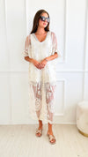 Paisley Crochet Italian Cover-Up - Ecru-170 Bottoms-Italianissimo-Coastal Bloom Boutique, find the trendiest versions of the popular styles and looks Located in Indialantic, FL