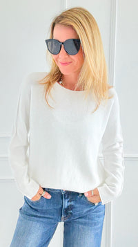 Soho Italian Boatneck Pullover - Ivory-140 Sweaters-Italianissimo-Coastal Bloom Boutique, find the trendiest versions of the popular styles and looks Located in Indialantic, FL