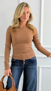 Modern Muse Top - Mocha-130 Long Sleeve Tops-Rosio-Coastal Bloom Boutique, find the trendiest versions of the popular styles and looks Located in Indialantic, FL