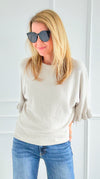 Soft Frills Italian Sweater- Ecru-140 Sweaters-Italianissimo-Coastal Bloom Boutique, find the trendiest versions of the popular styles and looks Located in Indialantic, FL