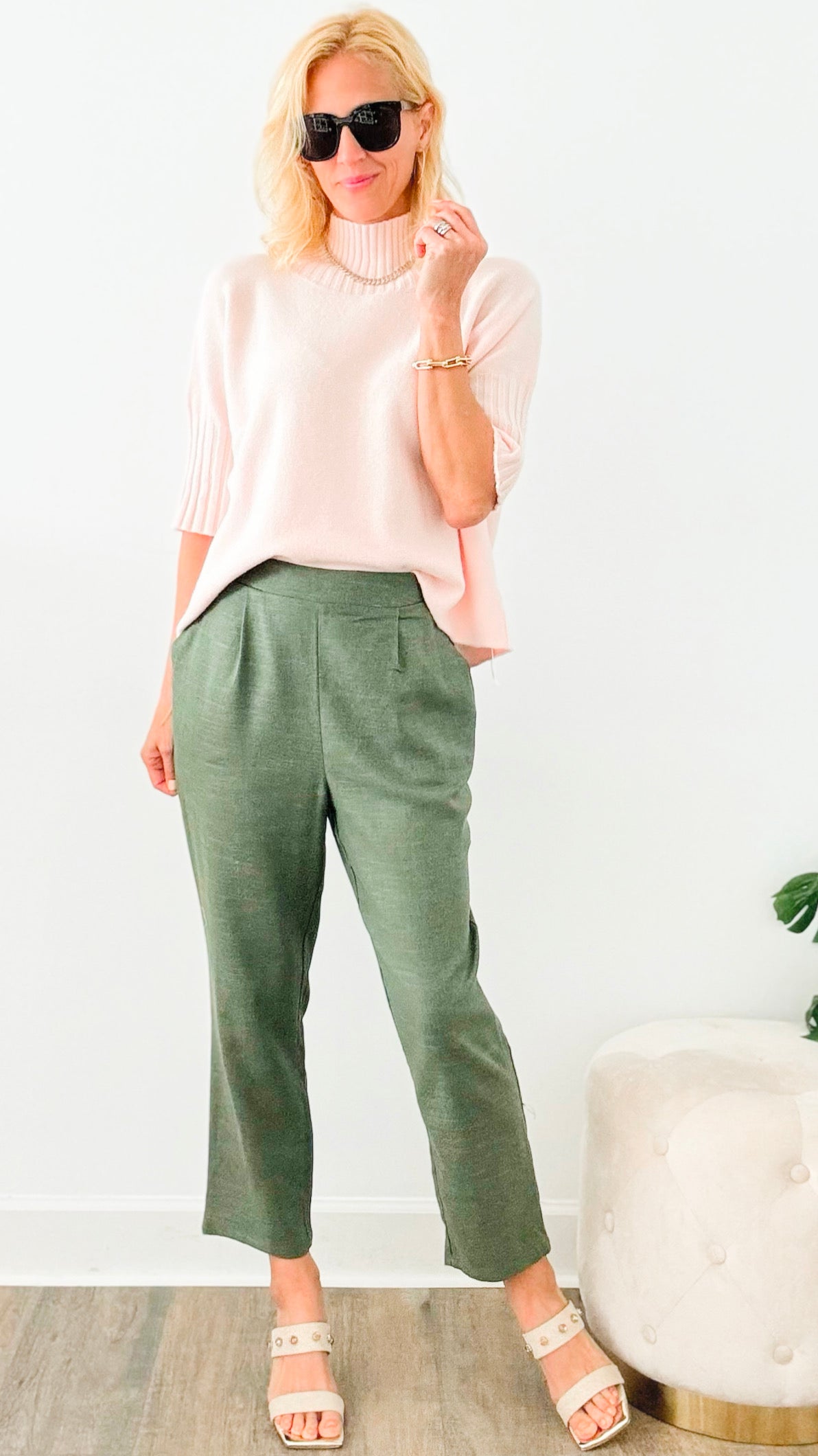 Pockets Straight Leg Pants - Olive-170 Bottoms-EESOME-Coastal Bloom Boutique, find the trendiest versions of the popular styles and looks Located in Indialantic, FL