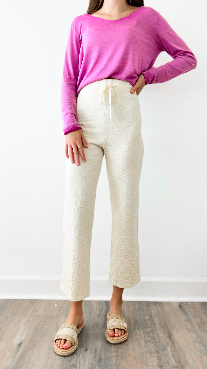 Completely Charmed Basket Weave Sweater Pants - Cream-170 Bottoms-HYFVE-Coastal Bloom Boutique, find the trendiest versions of the popular styles and looks Located in Indialantic, FL