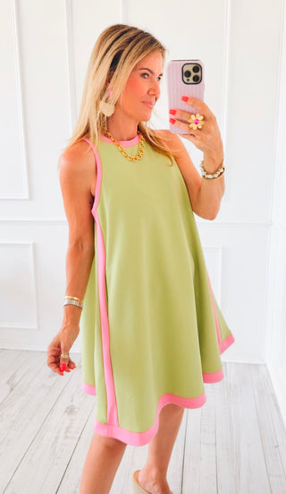 Contrast Trim Swing Dress