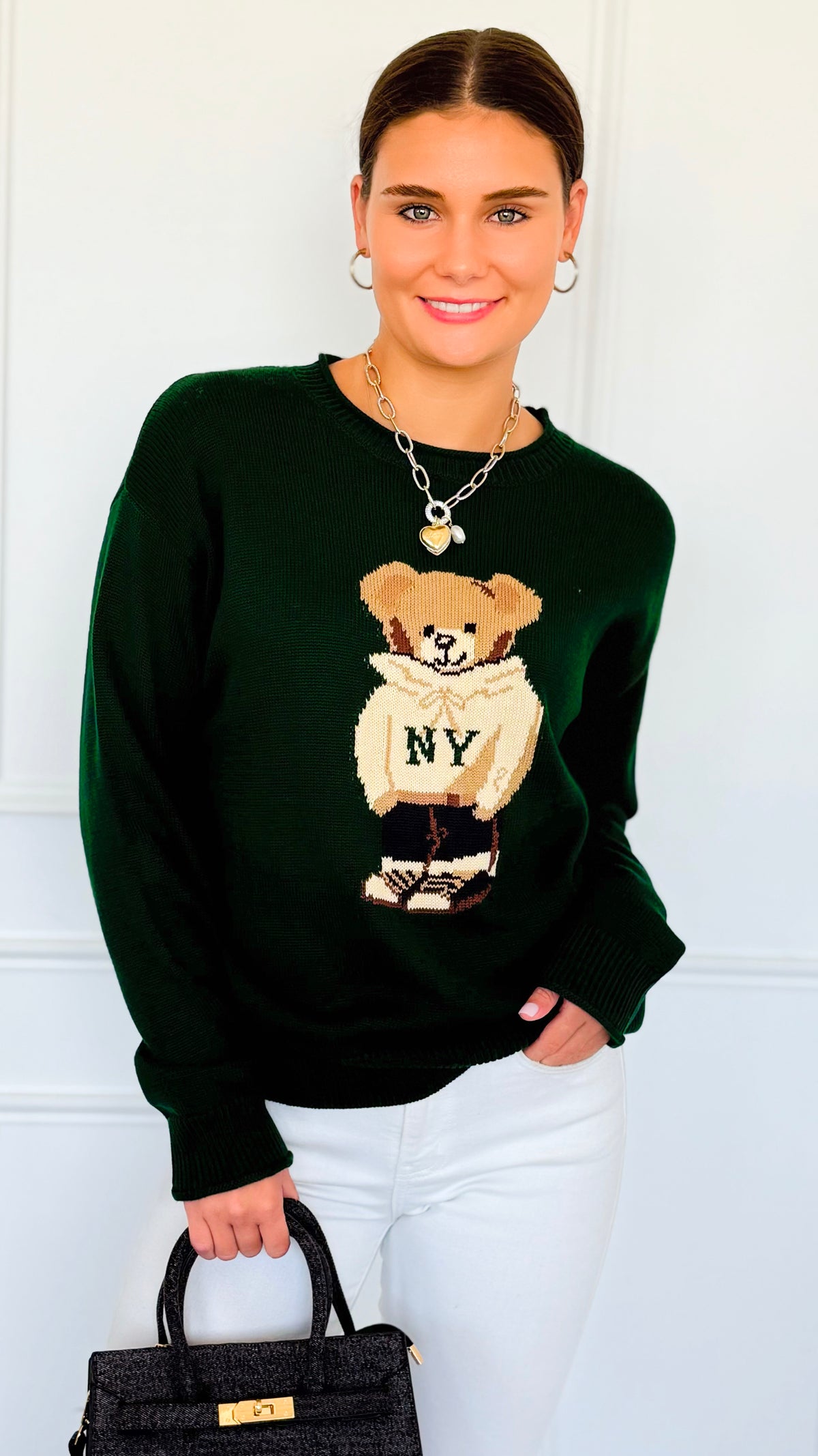 City Explorer Bear Sweater - Green-140 Sweaters-Gilli-Coastal Bloom Boutique, find the trendiest versions of the popular styles and looks Located in Indialantic, FL