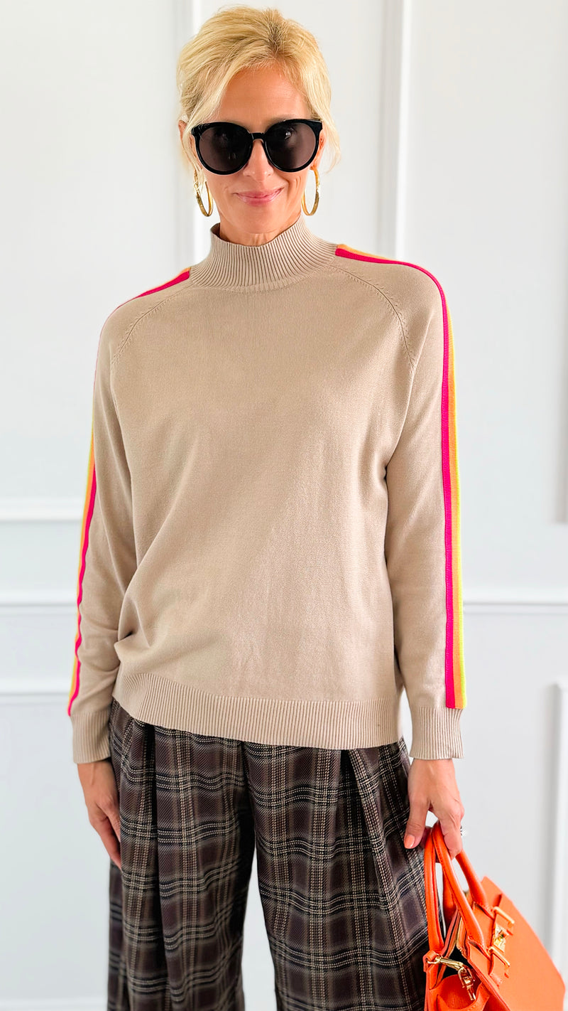 Rainbow Runway Sweater- Beige-140 Sweaters-V SKY-Coastal Bloom Boutique, find the trendiest versions of the popular styles and looks Located in Indialantic, FL
