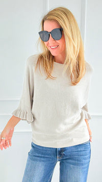 Soft Frills Italian Sweater- Ecru-140 Sweaters-Italianissimo-Coastal Bloom Boutique, find the trendiest versions of the popular styles and looks Located in Indialantic, FL